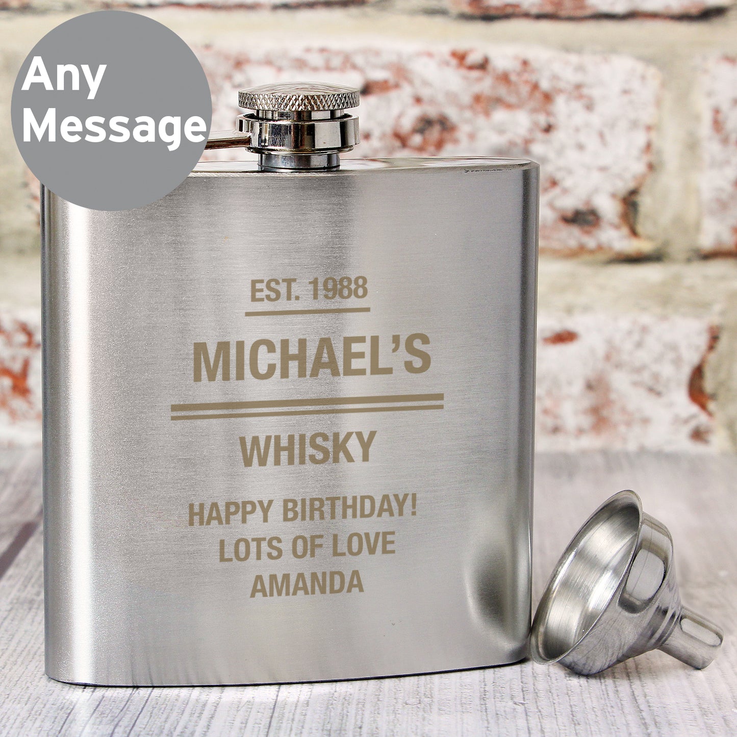 Personalised Message Stainless Steel Hip Flask