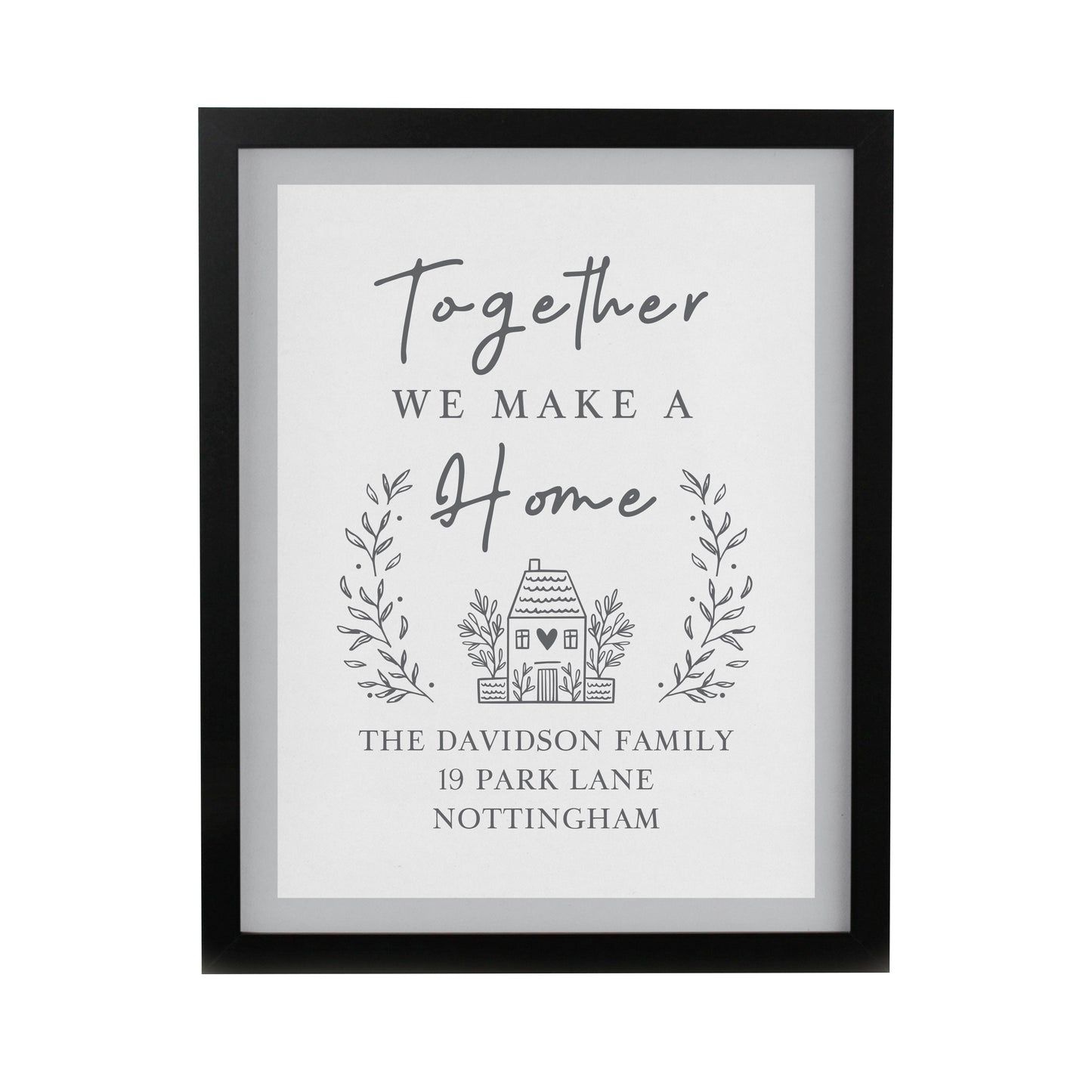 Personalised Home Black Poster Frame