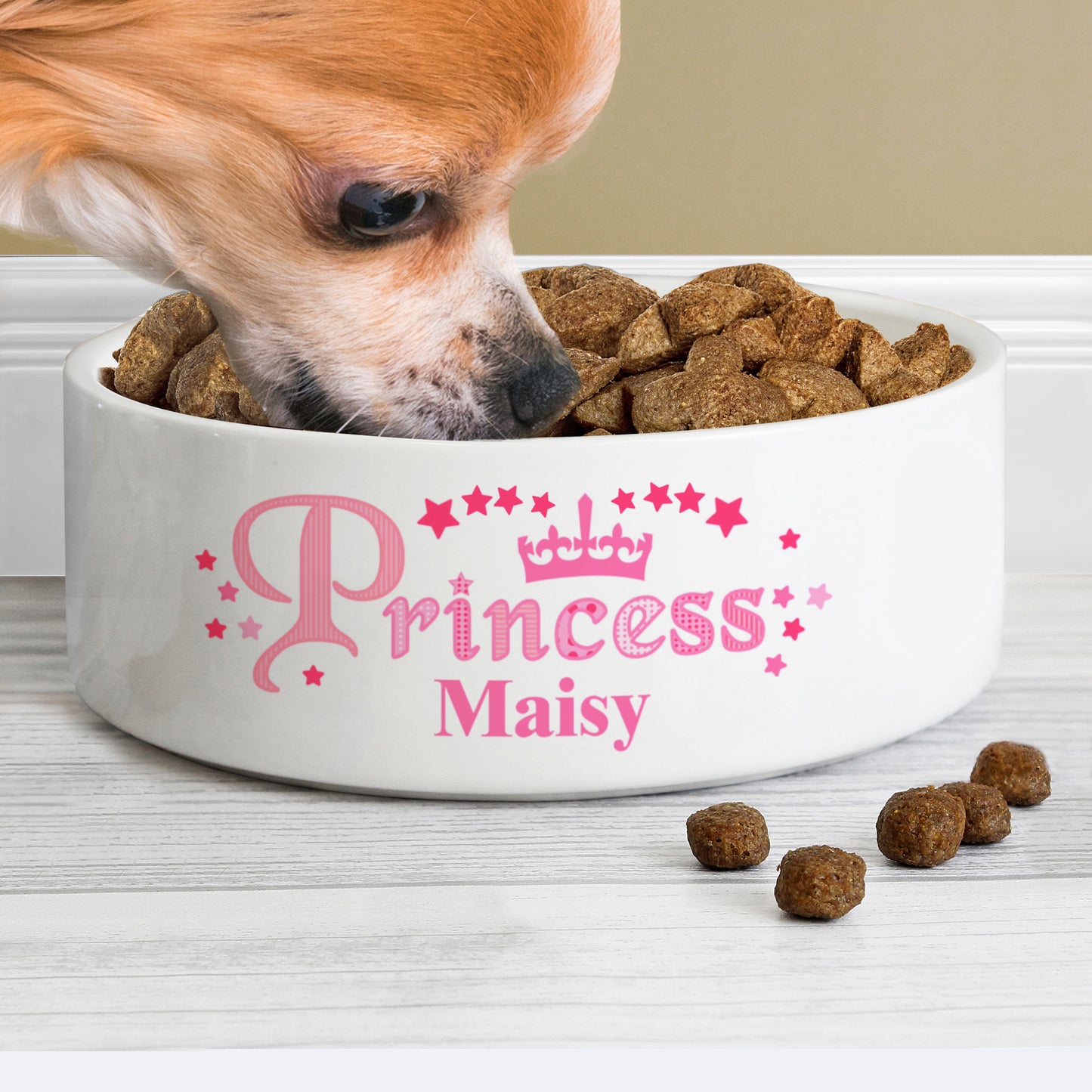 Personalised Princess 15cm Medium White Pet Bowl