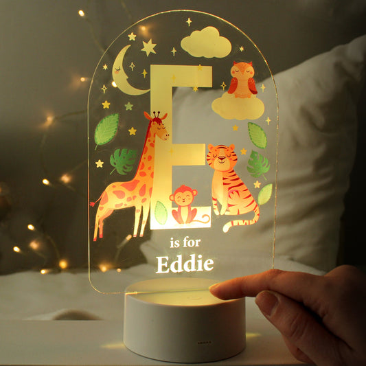 Light Up Their Room with the Personalised Animal Alphabet LED Colour Changing Night Light
