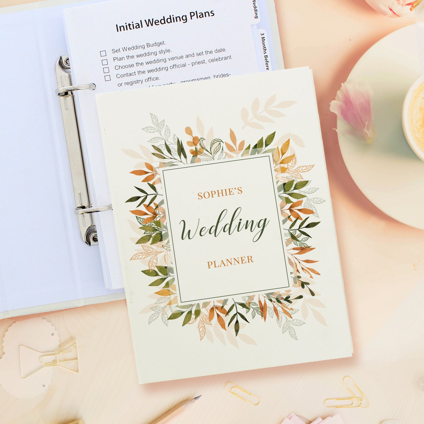 Personalised Botanical Border Wedding Planner