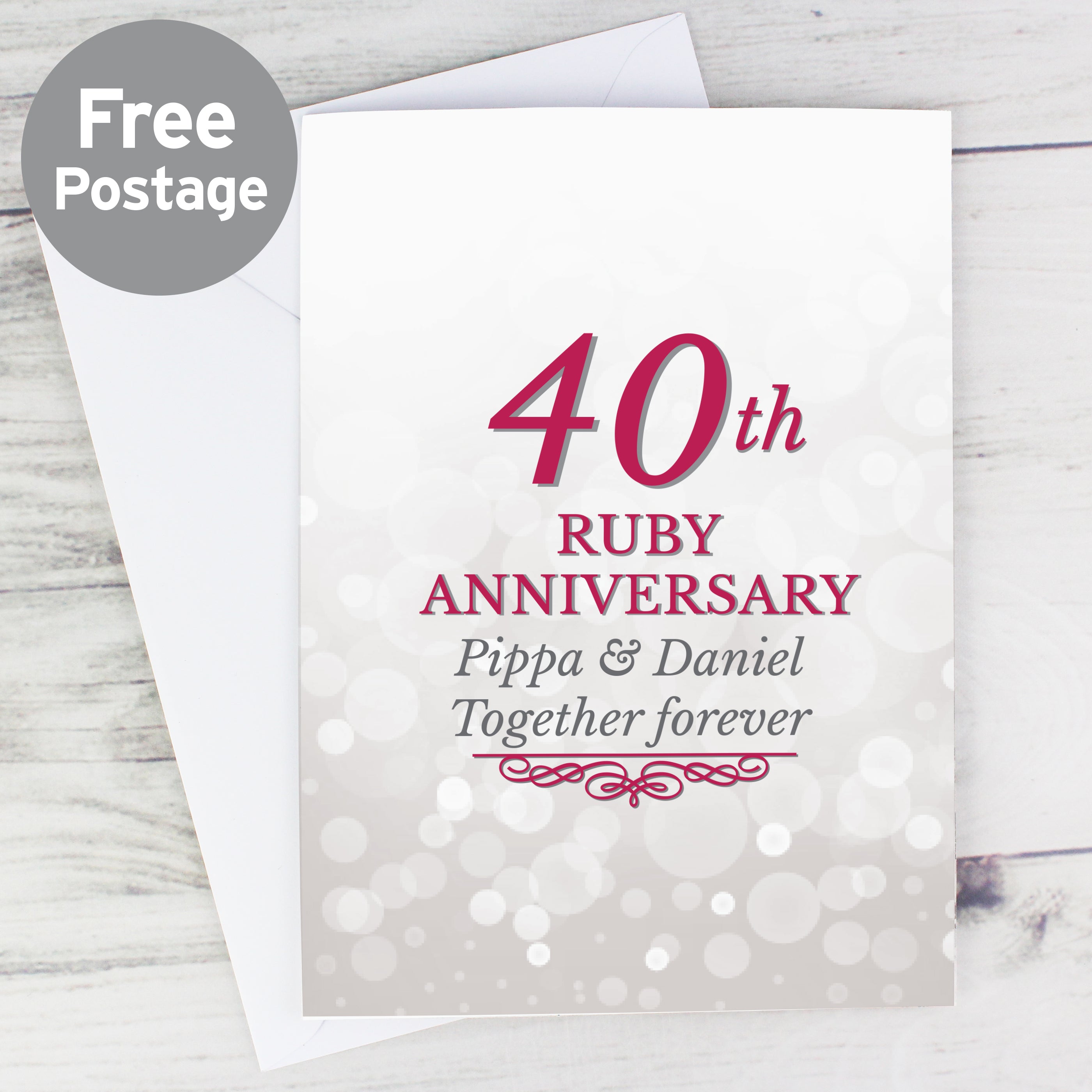 Ruby Ann Card Personalised 40th Ruby Anniversary Card – KWERKS