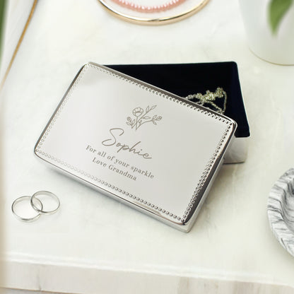 Personalised Floral Small Jewellery Box