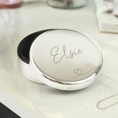 Personalised Heart Round Trinket Box