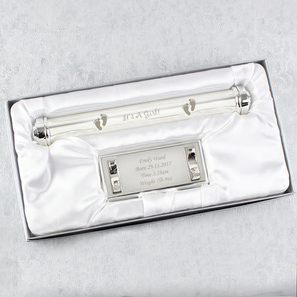 Personalised Its A Girl Silver Plated Certificate Holder