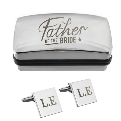 Personalised Father of the Bride Wedding Cufflinks and Box Set