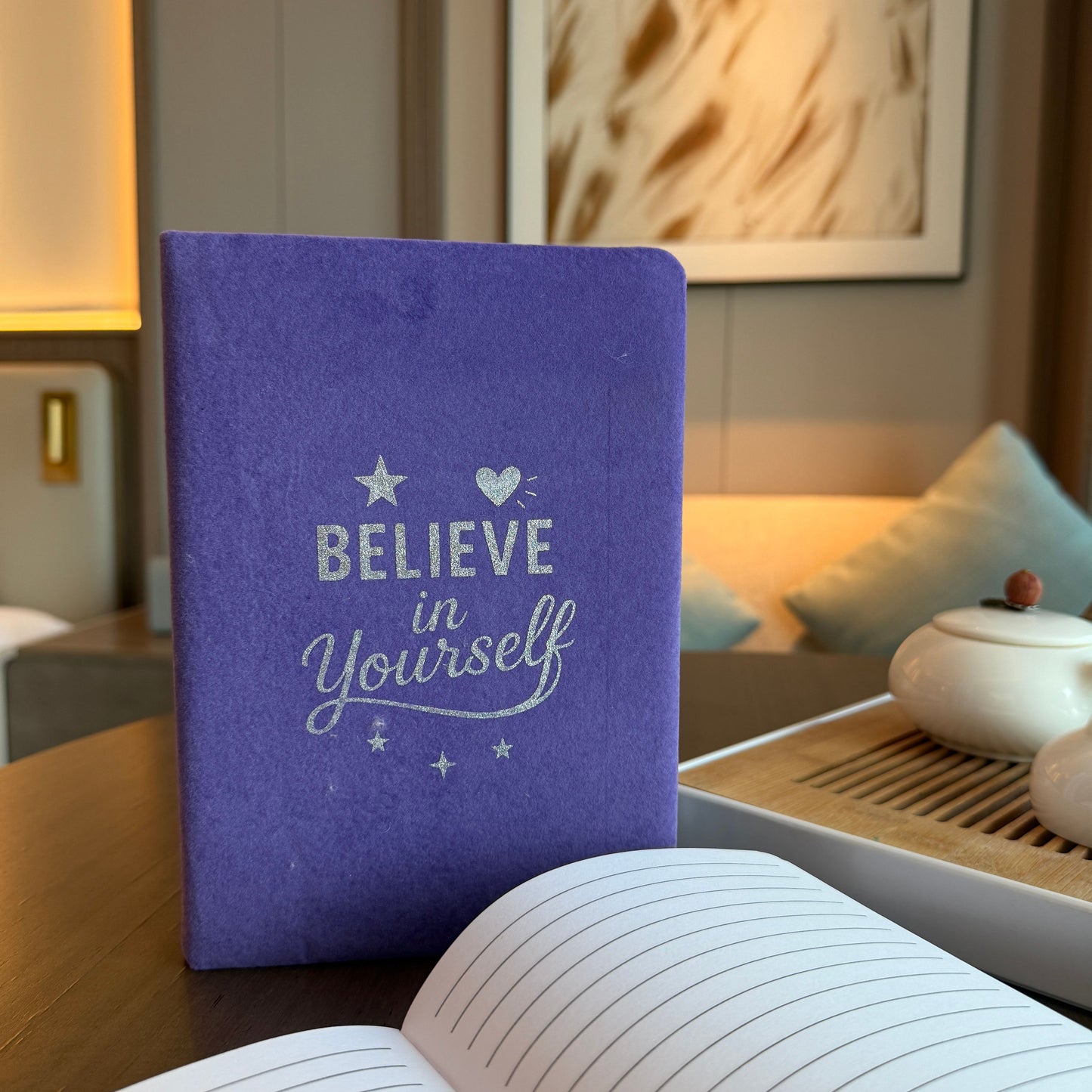Lavender Velvet Notebook - Believe Yourself