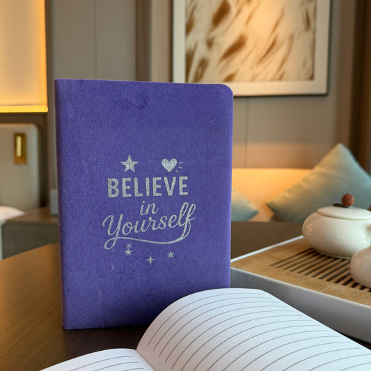 Lavender Velvet Notebook - Believe Yourself