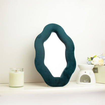 Soft Squiggly Oval Pebble Mirror – Royal Teal