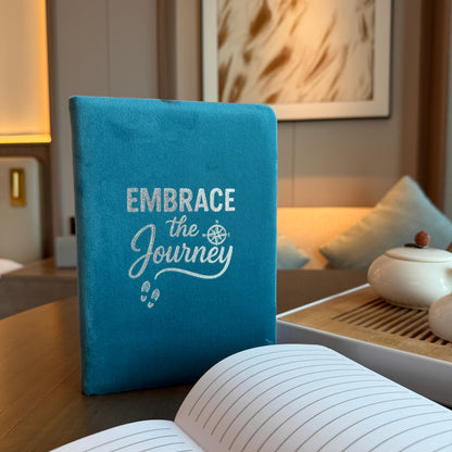 Light Blue Velvet Notebook - Embrace The Journey