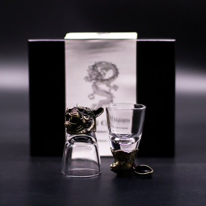 Gift Set of 6 Shot Glasses (50ml) - Mystical Creatures - Antique Bronze