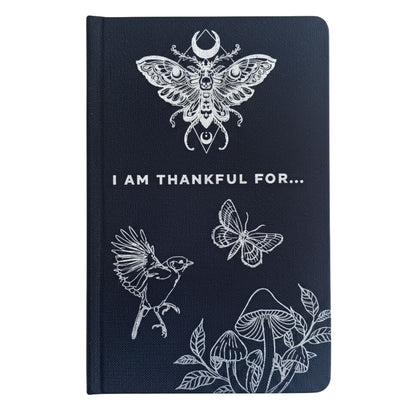 Black Gratitude Journal with Silver Lining - I am Thankful For