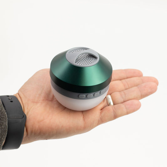 Green Camping Hanging Light and Mini Speaker