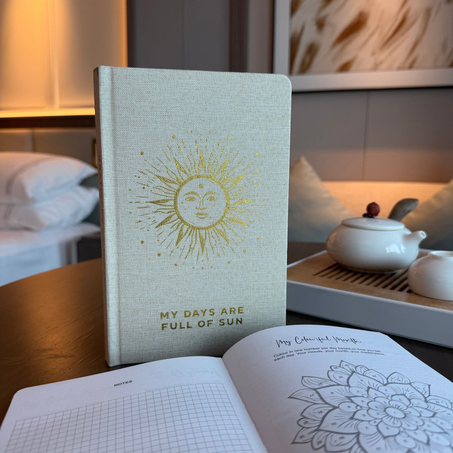 Ivory Gratitude Journal with Gold Lining - My Days are Full of Sun