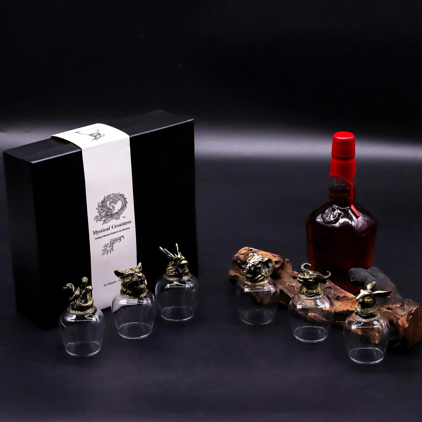 Gift Set of 6 Glasses (100ml) - Mystical Creatures - Antique Bronze