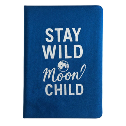 Dark Blue Velvet Notebook -  Stay Wild Moon Child